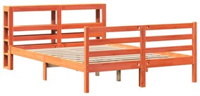 Cama sem colchão 140x190 cm pinho maciço castanho-mel