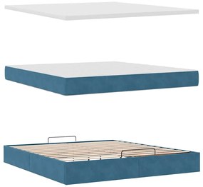 Estrutura de cama otomana com colchão 160x200 cm azul escuro