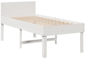 Cama sem colchão 75x190 cm madeira de pinho maciça branco