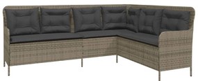 2 pcs conjunto sofás de jardim c/ almofadões vime PE cinzento