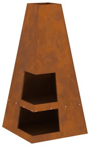 Fogueira com Armazenamento de Lenha 50x50x100 cm Aço Envelhecido