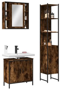 vidaXL 3 pcs conjunto móveis WC derivados de madeira carvalho fumado