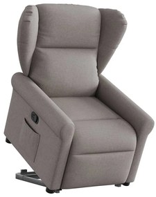 vidaXL Poltrona reclinável elevatória tecido cinzento-acastanhado