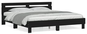 vidaXL Estrutura cama c/ cabeceira 160x200 cm derivados madeira preto