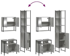 3 pcs Conjunto móveis casa de banho madeira proc. cinza sonoma