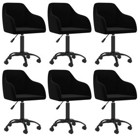 vidaXL Cadeiras de jantar giratórias 6 pcs veludo preto