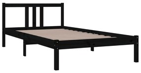 Estrutura de cama 100x200 cm madeira maciça preto