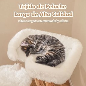 Arrranhador para gatos em madeira maciça 110 cm Torre para gatos moderna com plataforma Postes de arranhar em juta natural Bola suspensa branca