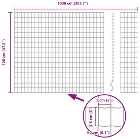 Cerca Euro com 5 Postes U Verde 1,2x10 m Aço
