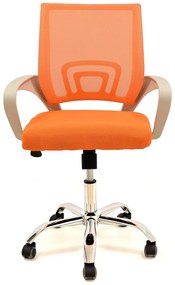 Cadeira de escritório FISS NEW, branco, rede e tecido laranja
