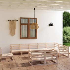 vidaXL 11 pcs conjunto lounge de jardim pinho maciço