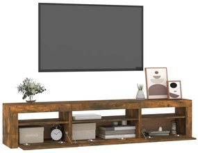 Móvel de TV com luzes LED 195x35x40 cm carvalho fumado