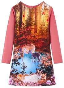 Vestido de manga comprida para criança rosa-velho 104