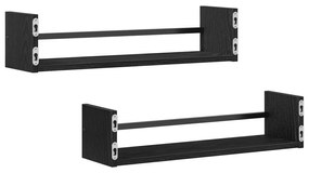 Prateleiras de Parede 2 pcs Preto Carvalho 60x16x14 cm Madeira de Enge