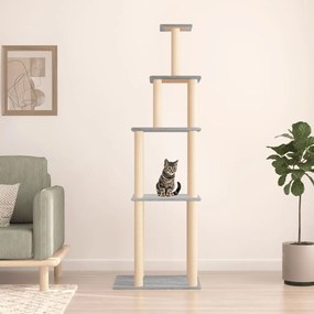 Árvore p/ gatos c/ postes arranhadores sisal 183 cm cinza-claro