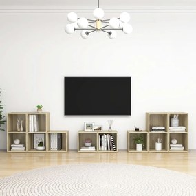 8 pcs conjunto móveis de TV derivados madeira carvalho sonoma