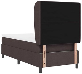 Cama Box com Colchão Marrom Escuro 100x200 cm em Tecido