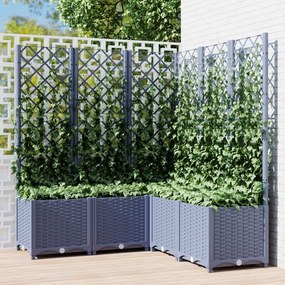 vidaXL Vaso/floreira jardim c/ treliça 120x120x136 cm PP cinzento azul