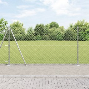 Cerca de Cadeia com 7 Postes Flangeados 1.2x10 m Aço Galvanizado