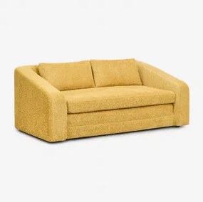 Sofá-cama De 2 Lugares Em Tecido Bouclé Dalila Bouclé Amarelo Mel - Sklum