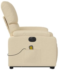 Poltrona elétrica elevatória massagens tecido creme