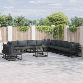 vidaXL Conjunto de Sofá de Jardim 12 pcs Preto 70 x 70 x 32 cm