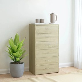 800669 vidaXL Aparador com 6 gavetas 50x34x96 cm contraplacado cor carvalho