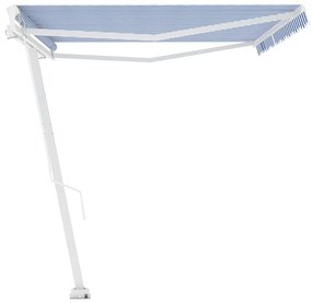 Toldo retrátil manual independente 500x300 cm azul e branco
