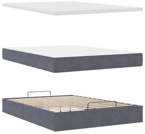 Estrutura de cama otomana com colchão 140x190cm cinzento escuro