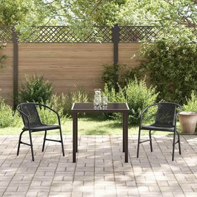 Conjunto de Jantar de Jardim 3 Peças em Rattan Polipropileno Preto