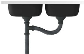 Lava-louça cozinha + cuba dupla 800x500x155mm aço inox prateado