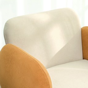 Poltrona Sala de Estar Poltrona para Dormitório com Apoio para os Braços e Pés de Madeira 72x87x82 cm Bege e Ocre