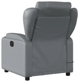 Poltrona de massagens reclinável couro artificial cinzento