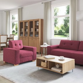 Conjunto de Sofás de 3 Peças com Almofadas Vermelhas