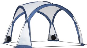 Outsunny Tenda Familiar Domo 6–8 Pessoas com 4 Portas e Mosquiteiros, Oxford Removível — Branco/Azul | Aosom Portugal