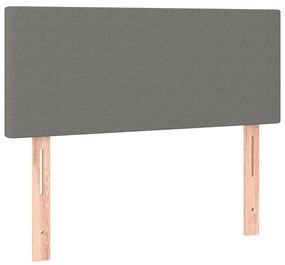 Cama box spring c/ colchão e LED 90x190 cm tecido cinza-escuro