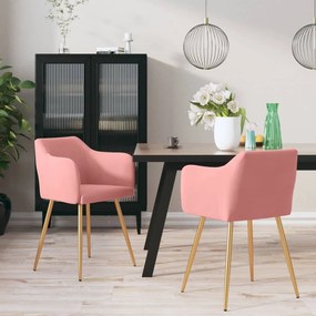 vidaXL Cadeiras de jantar 2 pcs veludo rosa