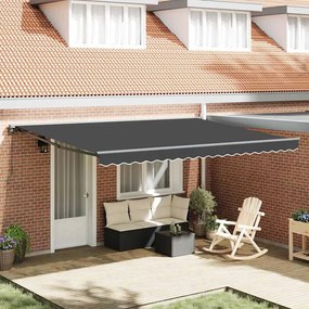 vidaXL Toldo Retrátil Manual Antracite 450 × 300 cm Poliéster e Metal