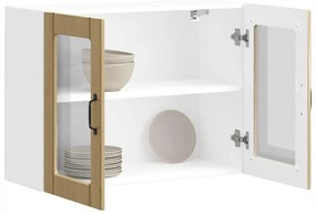 Armário de parede de cozinha porta vidro Lucca carvalho sonoma