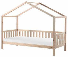 Cama infantil de Casa DALLAS 90x200 Com Ripas e Estrado e com Colchão NATURAL