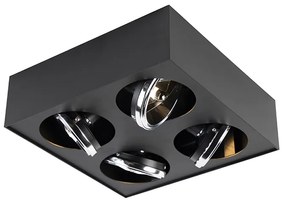 Design spot quadrado preto 4-luz - Kaya Moderno