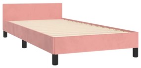 Estrutura de cama c/ cabeceira 90x190 cm veludo rosa