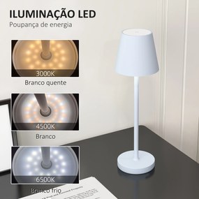 Candeeiro de Mesa com Luzes LED Candeeiro de Mesa Sem Fios Recarregável por USB-C 3 Cores Ø11,2x36,5 cm Cinza