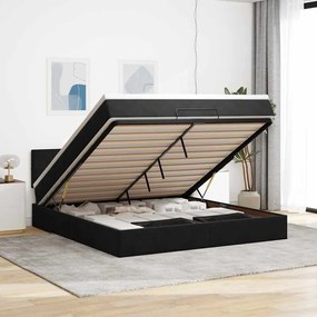 Estrutura de cama otomana com colchão 160x200 cm veludo preto