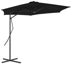 vidaXL Guarda-sol de jardim com poste de aço 300x230 cm preto