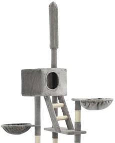 Árvore p/ gatos c/ postes arranhadores sisal 230-260cm cinzento