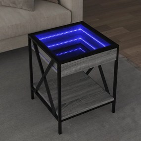 Mesa de centro luzes LED Infinity 40x40x49 cm cinzento sonoma