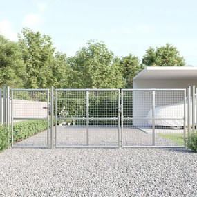 vidaXL Portão de jardim em tela metálica cor prata 400 x 125 cm em aço galvanizado.