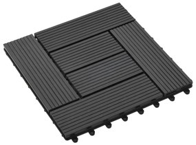 Ladrilhos de pavimento 22 pcs WPC 2m² 30x30 cm preto