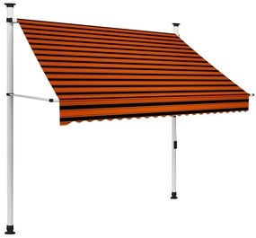 Toldo retrátil manual 200 cm laranja e castanho